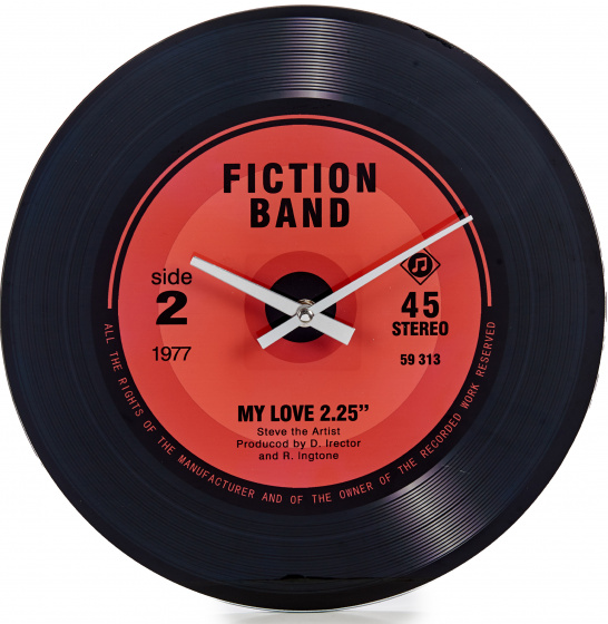Arte Regal nástenné hodiny vinylová platňa Fiction Band 15 cm čierna/červená