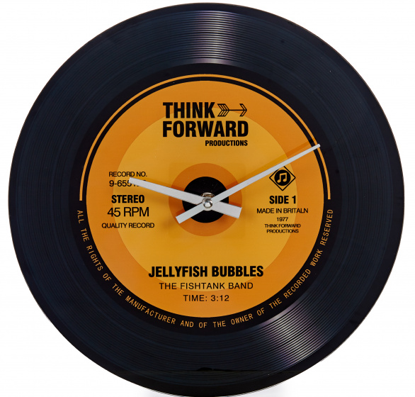 Arte Regal vinylové nástenné hodiny Think Forward 15 cm čierna/oranžová