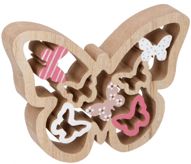 Arti Casa dekorácia ornament Motýľ 12 cm drevo číry