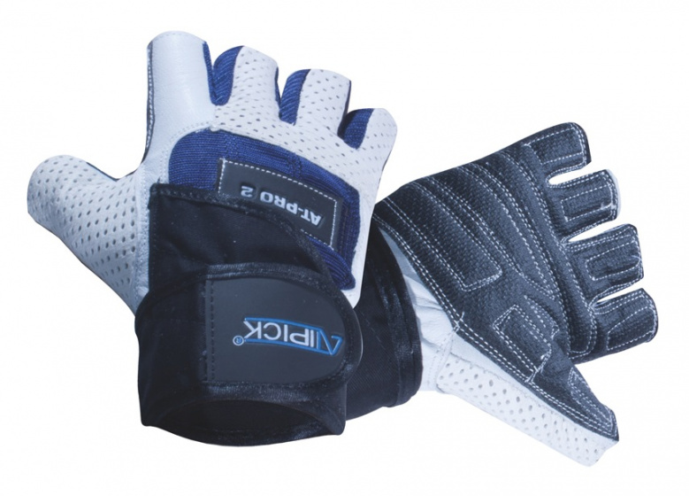 Atipick fitness rukavice kožené modro/biele veľkosť S