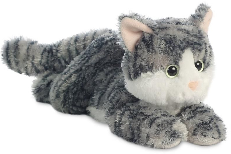 Aurora knuffel flopsie lily kat junior 30,5 cm pluche grijs
