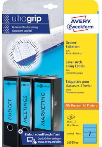 Avery spisové chrbtové štítky Zweckform 192 x 38 mm červené 140 ks
