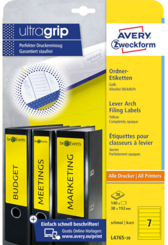 Avery spisové chrbtové štítky Zweckform 192 x 38 mm červené 140 ks
