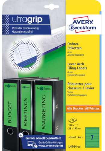 Avery spisové chrbtové štítky Zweckform 192 x 38 mm červené 140 ks