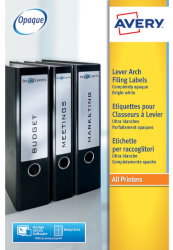 Avery spisové chrbtové štítky Zweckform 61 x 192 mm biele 100 ks
