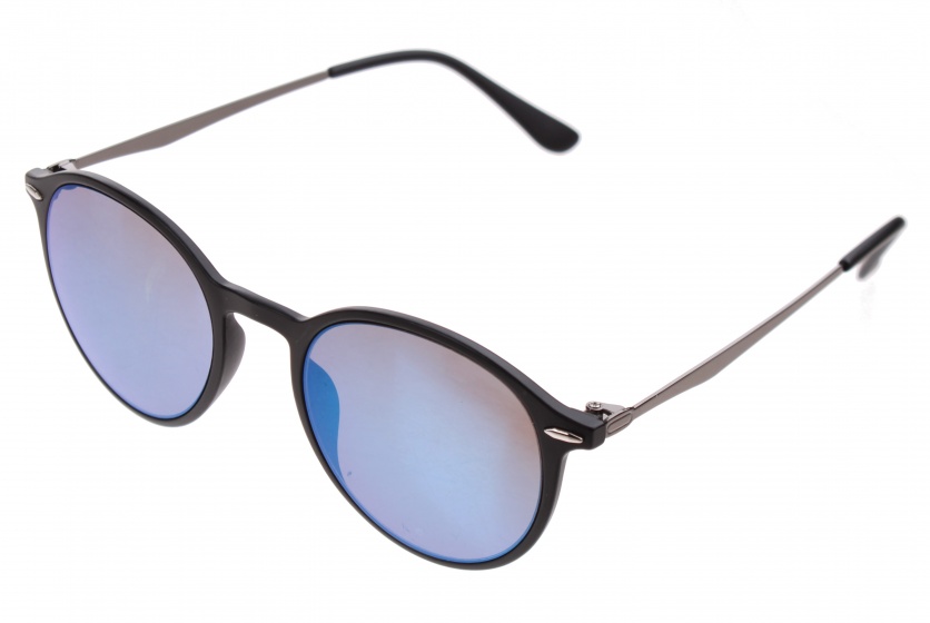 AZ-Eyewear slnečné okuliare unisex matné čierne s modrým zrkadlovým sklom (AZ-2140)