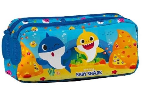 Baby Shark etui junior 21 x 10 cm polyester lichtblauw