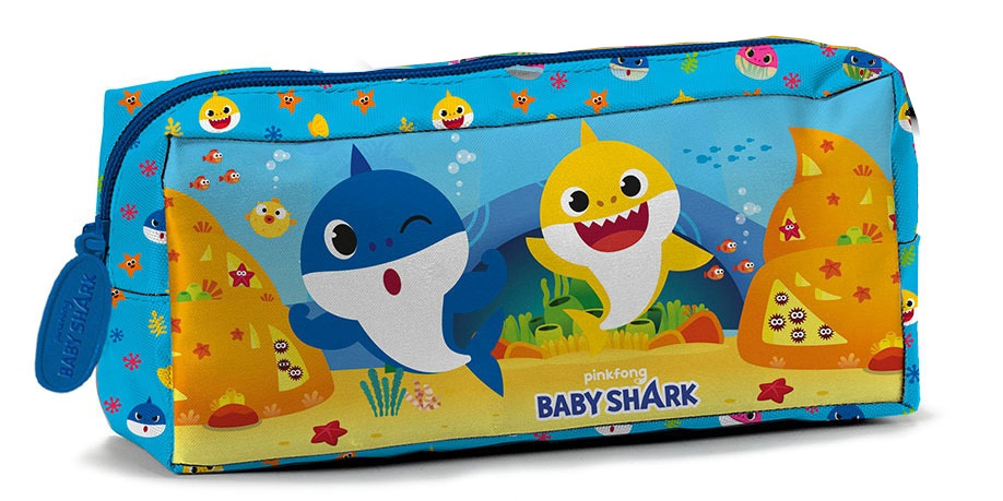 Baby Shark etui sharky junior 21 x 8 cm polyester blauw