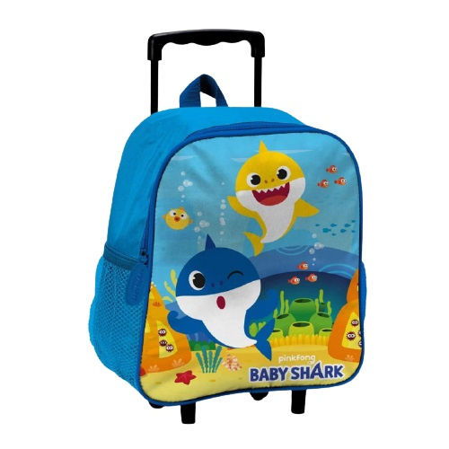 Pinkfong trolley rugzak baby shark 27 x 31 cm polyester blauw