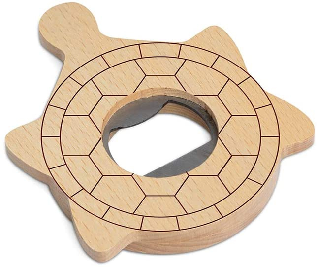 bottle opener Turtle 9,7 cm stainless steel/wood