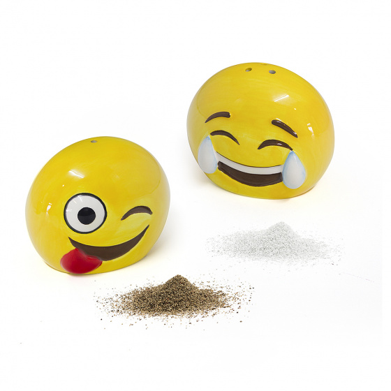 Balvi soľnička a korenička Emoji 7 cm keramická žltá 2-dielna