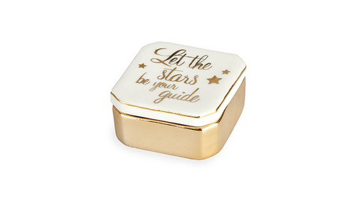 Balvi držiak na prsteň Stars13 x 18 cm porcelánová biela/zlatá