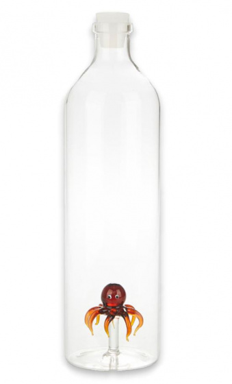 Balvi waterfles octopus 1,2 liter 30 cm glas/siliconen Balvi waterfles octopus 1,2 liter 30 cm glas/siliconen
