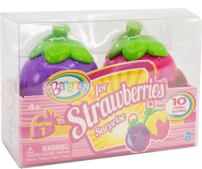 Bananas verrassingsfiguren strawberries paars/roze 22 delig