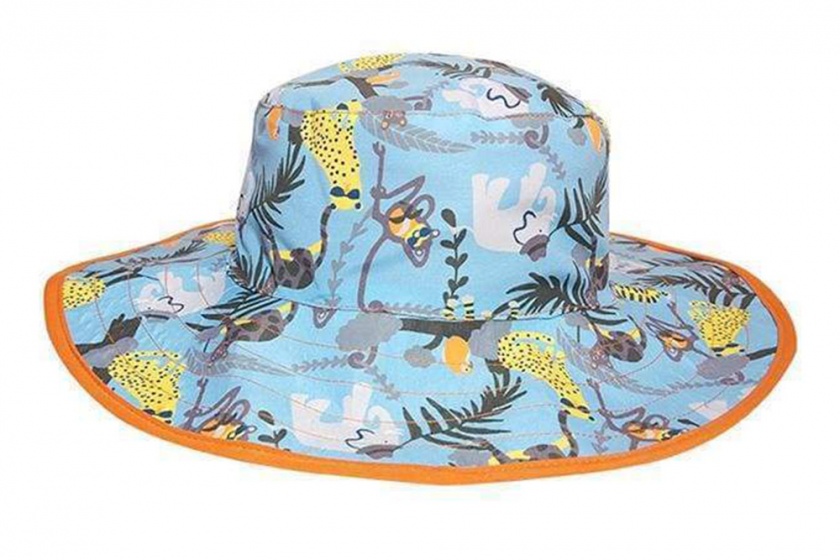 children's reversible jungle sun hat light blue 56 cm