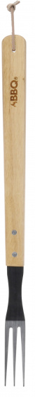 BBQ grilovacia vidlička s drevenou rukoväťou 46 cm strieborná