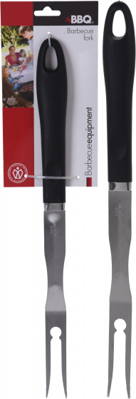 BBQ grilovacia vidlička s drevenou rukoväťou čierno/hnedá 42 cm