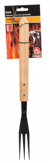 BBQ Collection grilovacia vidlička luxusná dubová 41 cm čierna