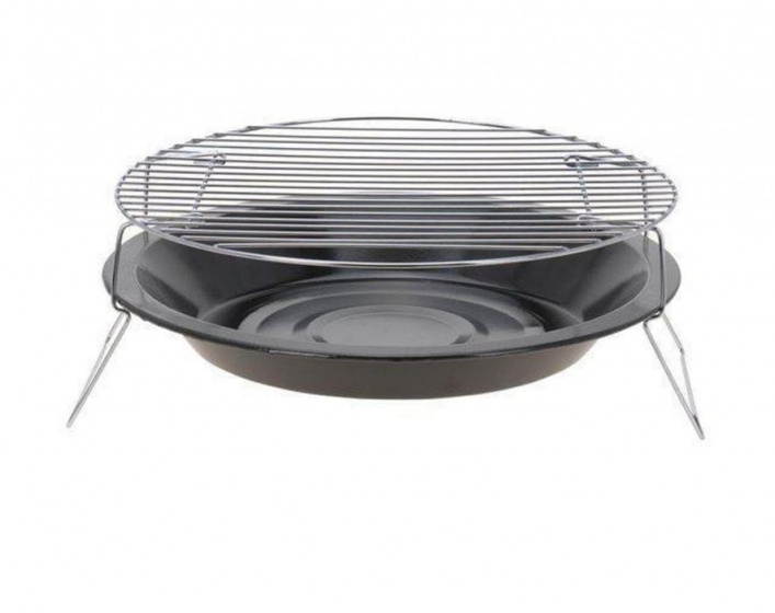 BBQ prenosný gril 36 x 13,5 cm z nehrdzavejúcej ocele čiernej farby