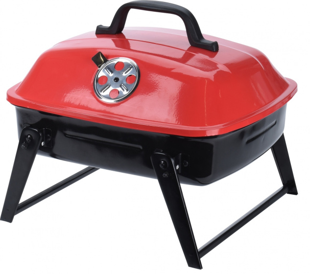 BBQ prenosný gril 35 x 31,5 x 28 cm nerezová čierna/červená