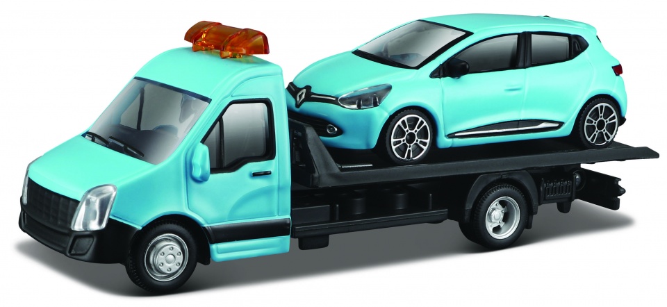Bburago zmenšený model 1Renault Clio + Valník:43 modrý