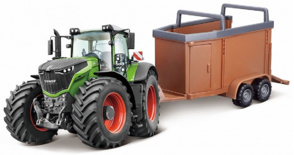 Bburago traktor s prepravou dobytka Fendt 1000 Vario 32 x 11 cm