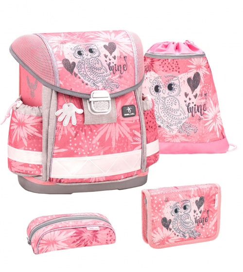 Belmil rugzakset owl junior 19 liter polyester roze 4 delig