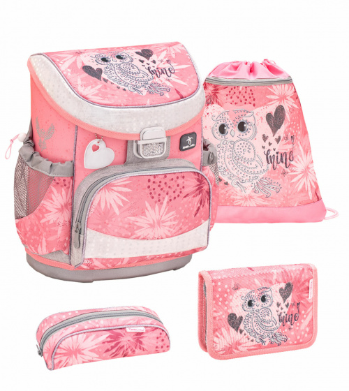 Belmil batoh set Owl junior 17 litrov polyester ružový 4dielny