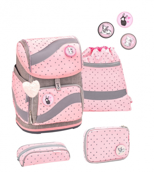 Belmil sada plecniaka Pink Dots junior 20 litrov polyester ružová 4dielna