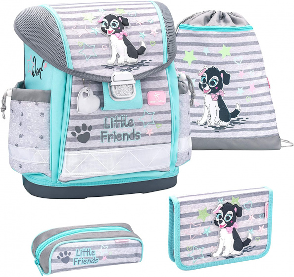 Belmil schoolspullenset puppy 19 liter polyester grijs/blauw