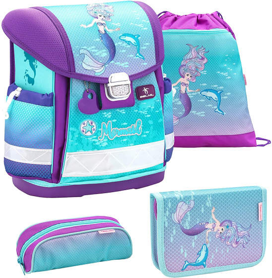 Belmil schoolspullenset zeemeermin 19 liter polyester blauw