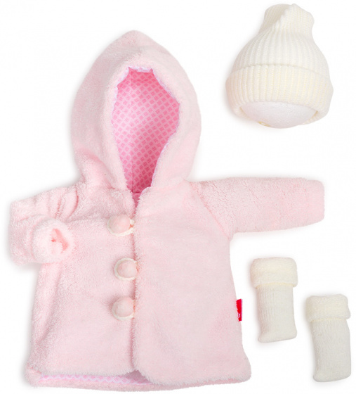 Berjuan poppenkleding jas meisjes 38 cm pe roze/wit
