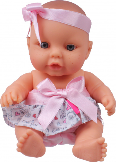 Berjuan babypop 22 cm meisjes vinyl/textiel roze/wit