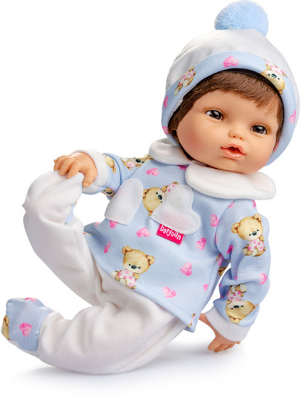 Berjuan babypop 32 cm meisjes textiel/vinyl blauw/wit
