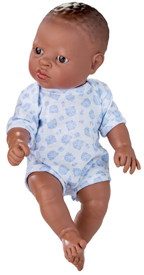 Berjuan babypop newborn 30 cm junior vinyl/textiel wit/blauw