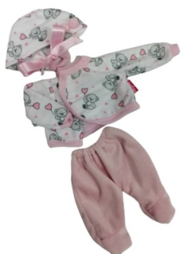 Berjuan babypopkleding meisjes textiel roze/wit 3 delig