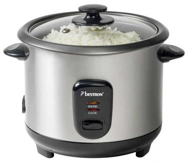 Bestron rijstkoker 1 liter 400W RVS/glas zilver Bestron rijstkoker 1 liter 400W RVS/glas zilver