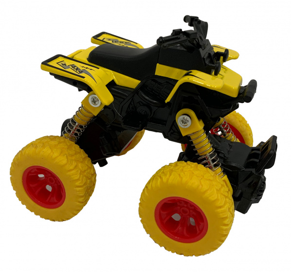 Big Wheels World quad pull back 11,5 cm staal/die cast geel