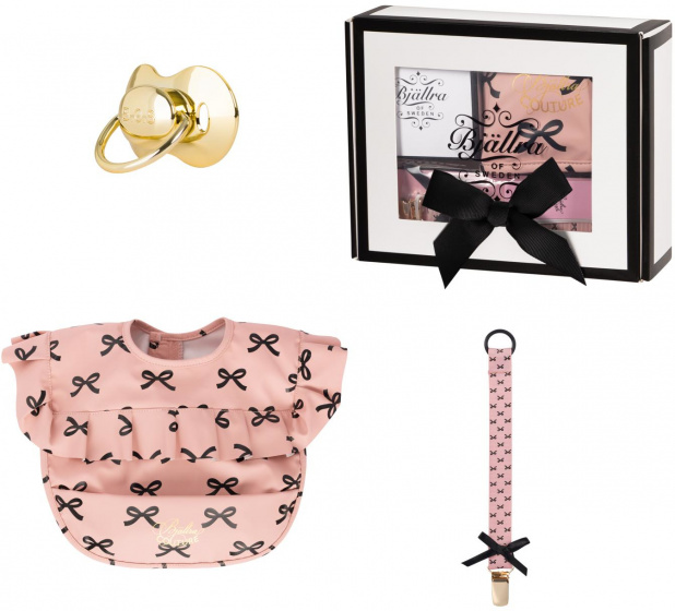 baby gift set Rose Garden bow pink 4 pieces