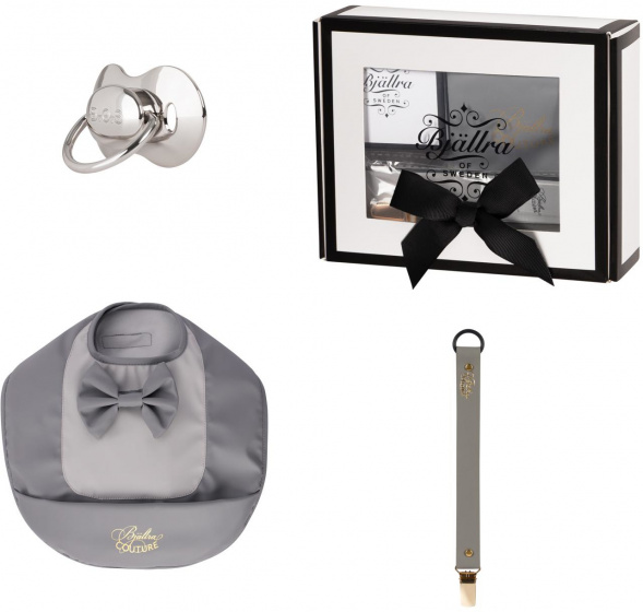 baby gift set Rose Garden bow grey 4-piece