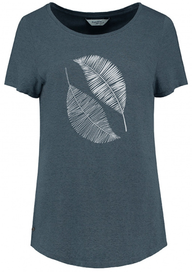 T-shirt Pure Scribble Leaves ladies indigo size S