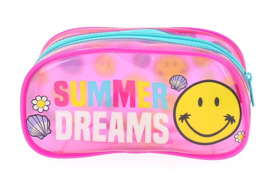 Blueprint Collections etui smiley transparant/roze 22x11x6 cm