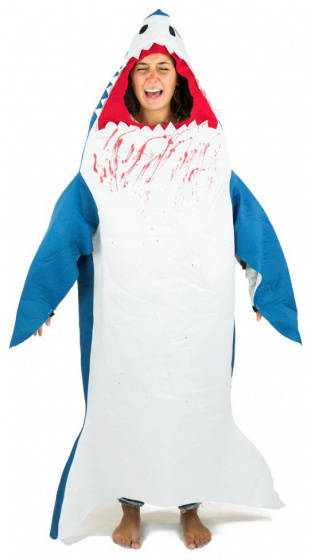 Bodysocks kostýmový oblek Shark polyester bielo/modrý jednoveľ
