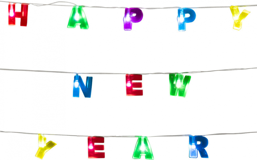 Boland svetelná reťaz Happy New Year 160 cm PVC 12 LED