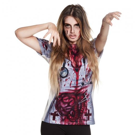 Boland košeľa Horror Nurse dámska polyester biela/červená veľ. M/L