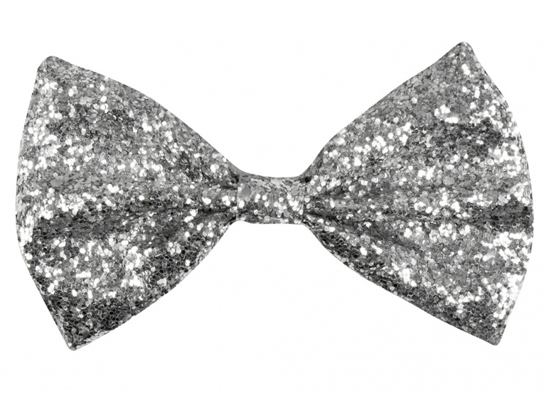 Boland motýlik Glitter pánsky 10 cm strieborný