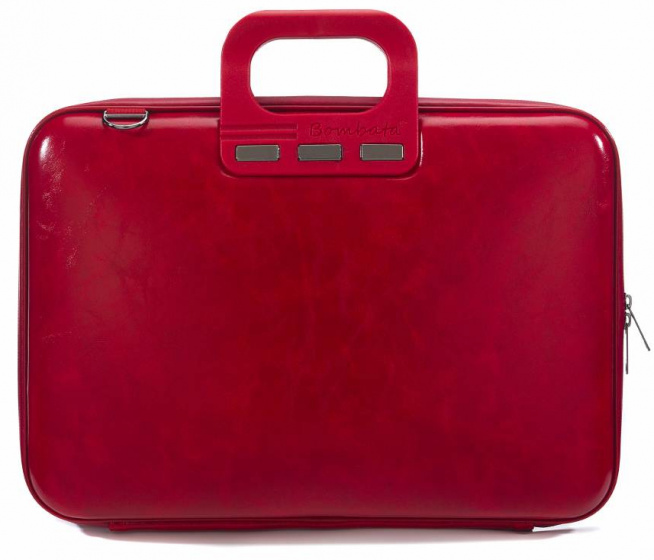 Bombata taška na notebook 38 x 29 cm umelá koža červená 2-dielna