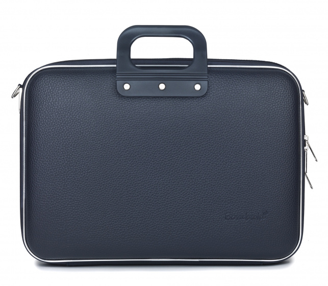 Bombata biznis taška na notebook 38 x 29 cm umelá koža tmavomodrá