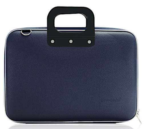 Bombata taška na notebook Classic 38 x 29 cm umelá koža tmavomodrá