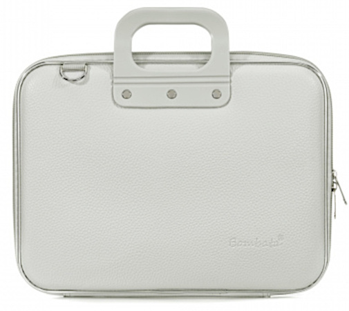 Bombata taška na notebook Classic 38 x 29 cm umelá koža sivá